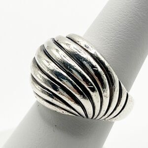 David Yurman Sterling Silver Sculpted Cable Ring Size 6.25 Dome 925 w/ Pouch